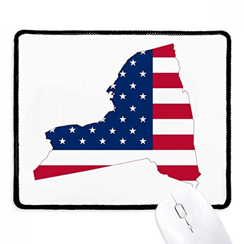 New York USA Map Stars Stripes Flag Shape Mousepad Stitched Edge Mat Rubber Gaming Pad