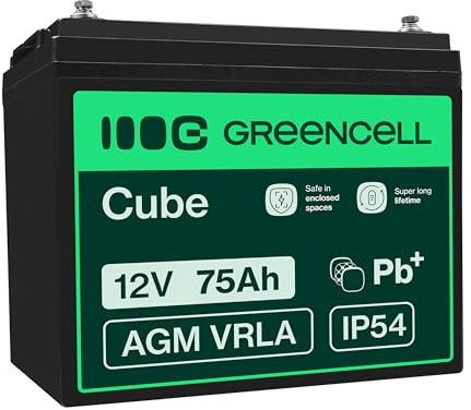 Green Cell AGM 12V 75Ah Akku VRLA Blei-Batterie Bleiakku Ersatzakku Akkubatterie Zyklenfest Unbemannt Spielzeug Elektro Spielzeug Alarm Notstrom Kinderfahrzeuge Kinder-Quad