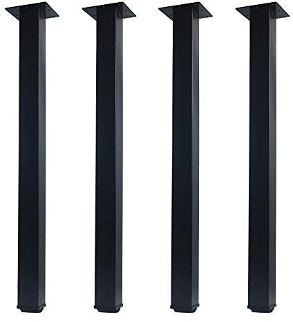 QLLY 24 inch Adjustable Metal Furniture Legs, Square Office Table Desk Leg, Table Leg, Set of 4 (Black)
