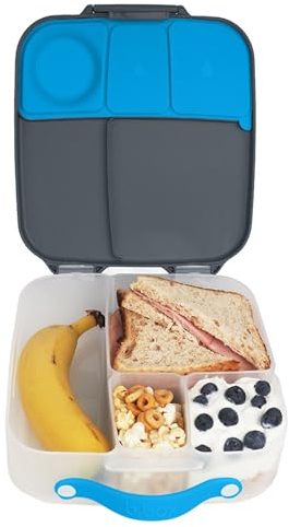 b.box Lunch Box para Niños | Fiambrera Infantil Bento Grande con 4 Compartimentos (2 Herméticos), Separador Extraíble, Bolsa de Gel Frío | Fiambrera para Niños Ideal para Escuela | 3+ Años | 2 L