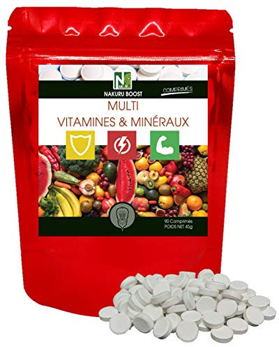 NAKURU | Multi Vitamines & Minéraux | Gamme Boost | Fabriqué en France (90 Comprimés de 500mg / Poids Net: 45g)
