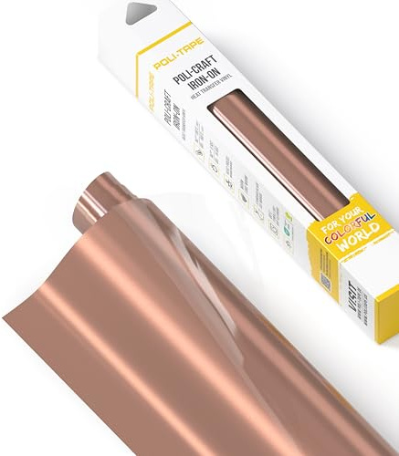 POLI-FLEX® TURBO® - Transferfolie für Textilien - Flexfolie zum Aufbügeln, Plotterfolie für DIY Shirts, Rosé Gold glänzend, 30,5 cm x 122 cm
