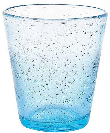 Villa d’Este Home Tivoli Lot de 6 verres à eau bleu clair 330 ml en pâte de verre soufflé, Cancun Satin