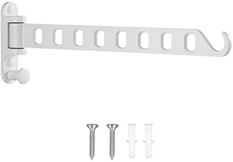Lxoraziy Wall Mounted Clothes Hanger, Foldable Wall Clothes Airer, 180° Swivel Hanger, Wall Hook with Screw, for Laundry, Bathroom, Utility Room, Bedroom
