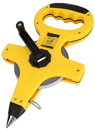 50M Open Reel Tape Measure Fibreglass Surveyors Ruler Steel Tape Measuring Tool for Engineer and Construction Work