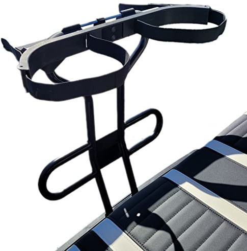 Golf Bag Holder fits on Golf Cart Rear Seat Grab Bar, for ICON OEM Round Tube Style Grab Bars, No Drilling Required