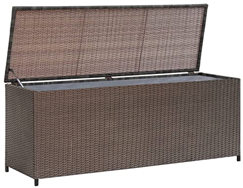 Festnight gartenbox wasserdicht XXL gartentruhe Auflagenbox Wasserdicht aufbewahrungsbox Garten kissenbox Garten Polyrattan Sitztruhe-Braun-120x50x60 cm