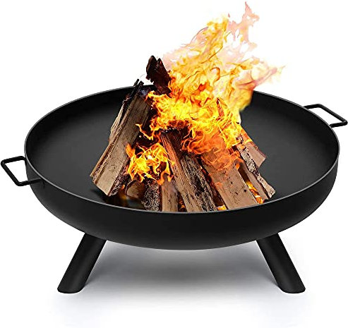Outdoor Fire Pits & Bowls, Wood Burning Fire Bowl Fireplace, Large Round Cast Iron Heating Basin for Outside Backyard Deck