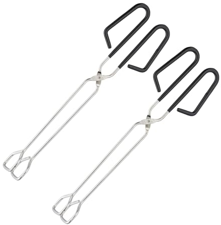 Relaxdays Pince de Barbecue, Lot de 2, poignée revêtue, Pinces à Ciseaux, BBQ, Cuisine, Service, 33 cm, argenté/Noir