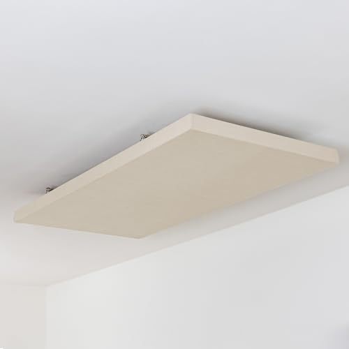 SILENT4® Schallabsorber Wand & Decke 120x60x5cm Akustikbild Akustikpaneele mit Akustikwolle, Schraubmontage, messbar verbesserte Raumakustik durch Akustikplatten mit Stoffbezug im Farbton Leinen
