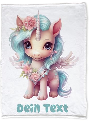 GRAZDesign Babydecke mit Namen Einhorn Mädchen, Kuscheldecke für Babys und Kleinkind, Geschenk zur Geburt, Taufe 100x75cm - Fleecedecke