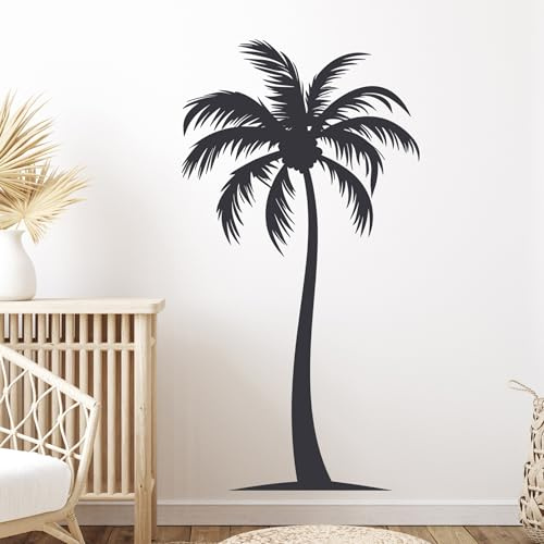 GRAZDesign Wandtattoo Palme Tropical Pflanze für Wohnzimmer Badezimmer Küche Flur - Wandaufkleber selbstklebend - 95x50cm / weiss