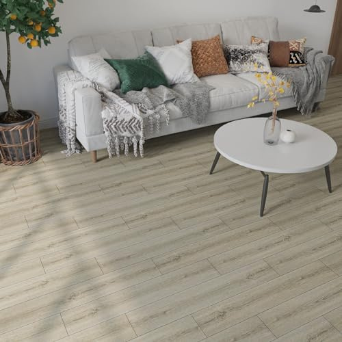 VaryPaper Floor Tiles Self Adhesive Light Brown Wood Effect Vinyl Flooring Planks 90cmx15cm 20 Pieces Stick on Floor Tiles for Kitchen Laminate Flooring for Living Room Bedroom Floor Vinyl Roll