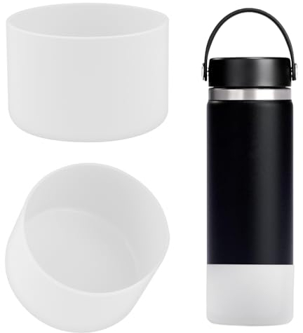 Linkidea Funda para botella de agua compatible con botellas de agua de boca ancha/boca estándar de 12 oz/14 oz/16 oz/18 oz/20 oz/21 oz/24 oz, protector de base de botella de silicona (Claro)