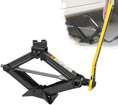 2 Ton Wagenheber Scherenwagenheber mit Ratschenschlüssel, aus Legierter Stahl, Minimalhöhe 110 mm Maximalhöhe 390 mm, Scherenwagenheber Heber Lift für PKW/SUV/MPV