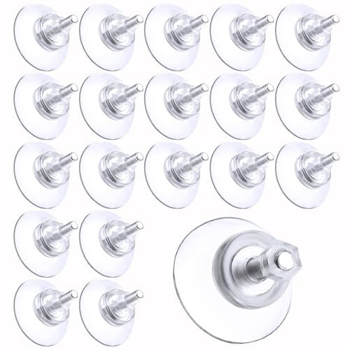 Moosono Saugnapf mit Gewinde, Transparente Saugnäpfe für Fenster, 20 Stück Stark PVC Saugnäpfe mit Rändelmutter(M5) Saugknöpfe für Küche, Bad, Fenster, Spiegel, Auto, Dekoration, Glatte Oberfläche