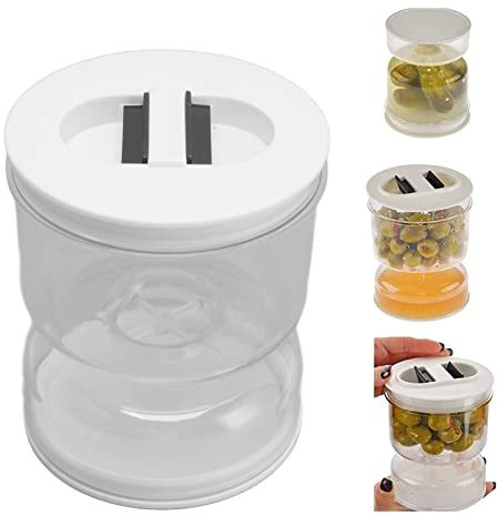 Ejoyous Barattolo con Inserto in Vetro, Barattolo per Sottaceti e Olive Ribaltabile per Separatore di Succo di Umido e Secco, Coperchio in ABS per Alimenti, per Barattolo a Clessidra