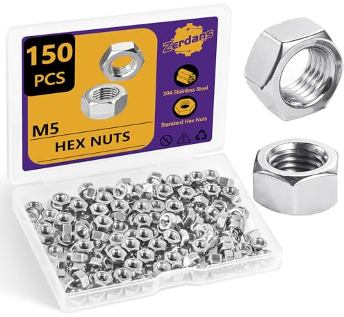 ZerDans 150 Stk M5 Sechskantmuttern DIN 934, A2 V2A Edelstahl Hochwertig