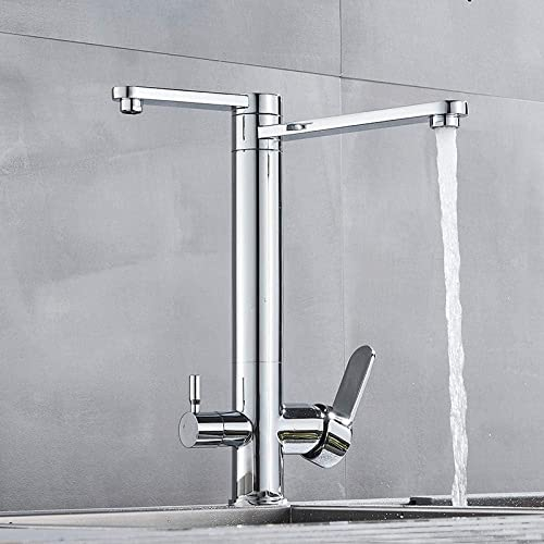 Robinets De Cuisine Avec Filtre À Eau, Robinet Mitigeur Monté Sur Le Pont À Double Poignée, Rotation À 360 Degrés, Fonction De Purification De L'eau, Grue