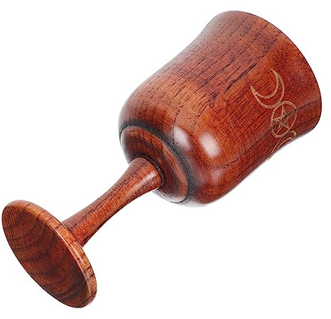 Mikinona Coupe Sacrée Graal Religieux Artisanale En Bois Naturel Pentagramme, Accessoire Sacrificiel Décoratif Pour Rituel Et Autel, Ornement Vintage Pour Usage Domestique