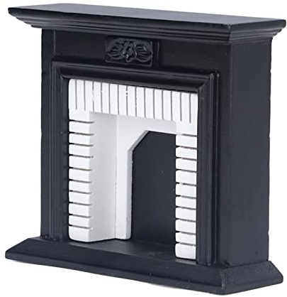 Cheminée pour Maison de Poupées 1:12 Meubles Miniatures pour Maison de Poupées en Bouleau rétro en Noir et Blanc pour la Décoration de la Maison des Poupées
