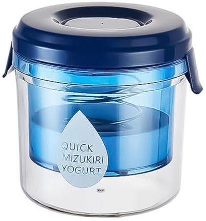 Sarini Joghurtsieb für Joghurt, wiederverwendbarer Joghurtfilter mit Deckel zur Herstellung von dickem Joghurt, Sojamilchsieb, Blau