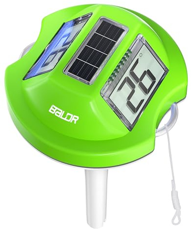 Termómetro piscina solar flotante BALDR con doble pantalla antirreflejos, IPX7 impermeable para piscinas, spa y estanques, lectura fácil(Verde)