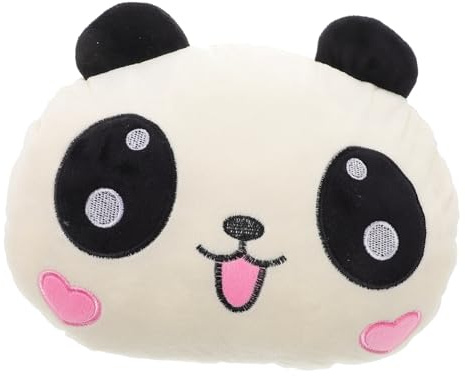 SOLUSTRE Panda Auto Kopfstützenkissen aus Kunstplüsch Weiches Wanderkissen für Flugzeug Komfortabel für Treiber mit Abnehmbarem Bezug