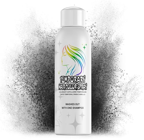 Black Temporary Hair Color Spray for Adults Kids, Instant Colored Hair Dye Alternative, Non-Sticky, Gentle Formula, Washable Disposable, Party Cosplay Christmas Halloween, 150ml