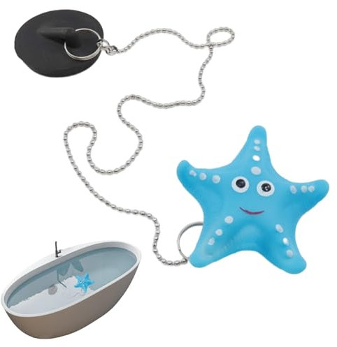 Bath Plug and Chain Universal Sink Plug Rubber Star fish Floating Bath Tub Stopper for Bathroom Kitchen Washbasin.