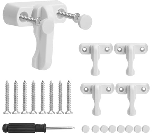 ZMDMAH Lot de 4 verrous de fenêtre avec vis de fixation et tournevis - Protection anti-effraction - Rotation à 180 ° - Verrou de fenêtre pour enfants - En PVC - PVC - Blanc