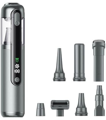 Linterngo Aspirapolvere Portatile 4-in-1 (grigio): Aspirazione 16500Pa, motore brushless 80W. Con display LED, autonomia 27 min & corpo in alluminio. Ideale per auto, casa e ufficio.​