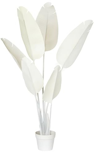 Plante Artificielle en Pot Moderne en Plastique Intérieur Décoratif 123 cm Bananier Blanc Banana Tree