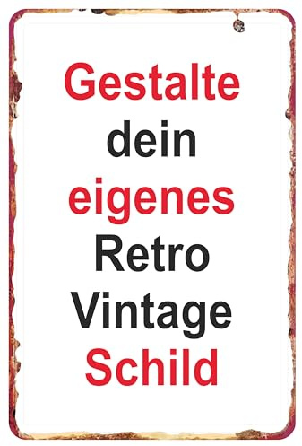 SCHILDER HIMMEL NEU - Vintage Retro Blech Schild personalisieren – Größe 20 x 30cm. Deko Schild mit eigenem Foto und Text. Für Küche, Flur, Wohnzimmer usw. Hochwertiges Metallschild in Emaille-Optik