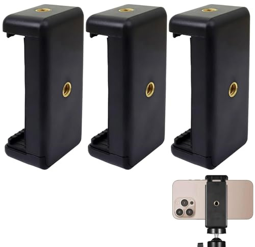 3 Supporti per Telefoni Cellulari, Adattatori per Treppiede per Smartphone, Morsetti Regolabili, Adatti per Supporti per Telefoni Cellulari A Treppiede E Bastoncini per Selfie.