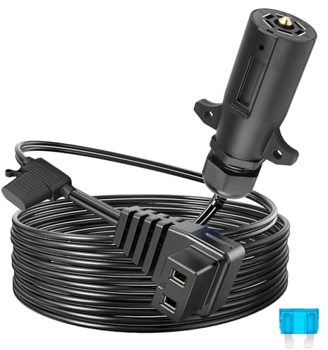 KarlKers 7-poliger Anhängerstecker auf DC 12 V Netzkabel für Auto-Kühlschrank, 12 V/24 V, Auto-Kühlschrank, Gefrierschrank, Kühler, Ladegeräte für Wohnmobil, LKW, Anhänger, tragbarer Kühlschrank (3 m)