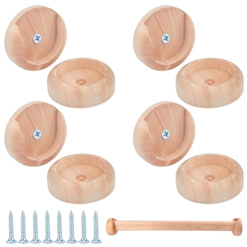 WADORN 2 Satz Holzsockel Für Kleiderstangen Kleiderstangenhalterung Aus Holz Mit Schrauben 1 7/16 Zoll U Förmige Kleiderstangenhalter Für Den Kleiderschrank Vorhang Hochleistungs Stangenhalterungen