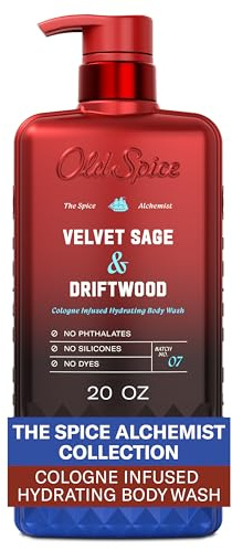 Old Spice Body Wash for Men, The Spice Alchemist Collection, 24/7 Cologne Infused Hydration, No Trade Off Formula, Free of Phthalates Silicones & Dyes, Velvet Sage + Driftwood Scent, 20 oz