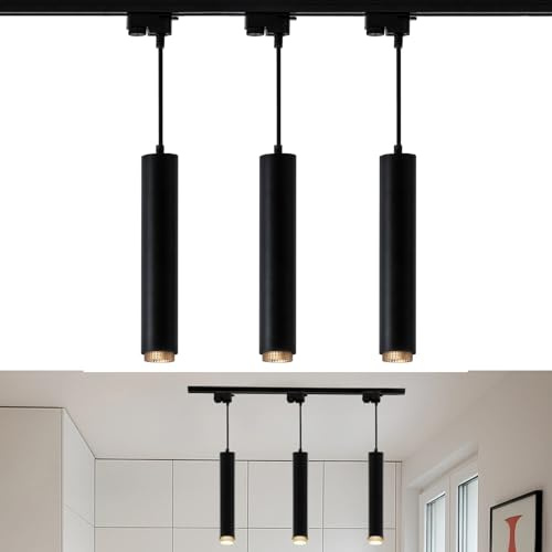 Lumiled Schienensystem Set 1 m Schwarz Gold 3× GU10 Pendelleuchten Hängelampen Strahler Lichtschienensystem Komplettset Deckenleuchte Stromschiene erweiterbar aus Aluminium für Wohnzimmer Küche Büro