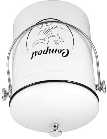 FONDOTIN Cubo de Basura para Cocina de 5L con Tapa Contenedor de Compost de Hierro Reciclable Bote de Basura para Encimera Manejo de Residuos y Prevención de Olores para Uso Doméstico
