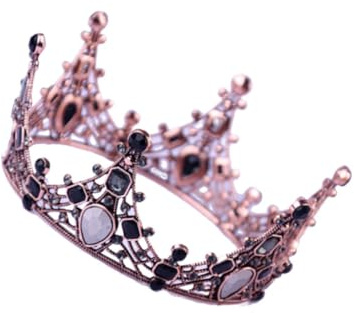 POPETPOP Couronne Tête en Alliage Noire 12 Cm, Décoration Gâteau D'anniversaire et Mariage, Accessoire Coiffure Femme, Ornement de Dessert Élégant pour Fête et Célébration