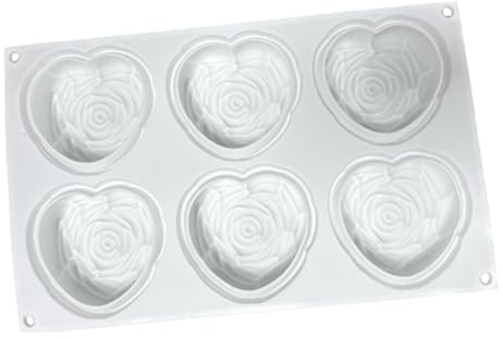 STOBAZA Moule en Silicone Réutilisable 6 Cavités de Cœur et Rose pour Pâtisserie, Mini Cheesecakes, Chocolat et Bonbons, Ustensile de Cuisson Polyvalent pour Fêtes et Occasions Spéciales