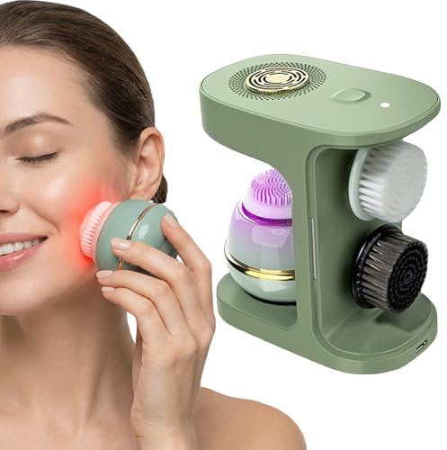 Elitzia ETKF2 Brosse de nettoyage électrique pour le visage avec stérilisation Séchage intelligent IPX6 Résiste à la poussière 3 têtes de brosse 3 modes et thérapie par la lumière rouge Nettoyage en