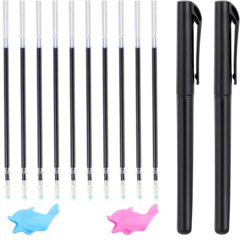 GEEHUA Lot de 10 recharges pour stylo magique, 2 stylos magiques et corrections de préhension, réutilisables, encre invisible, stylo magique pour calligraphie, dessin