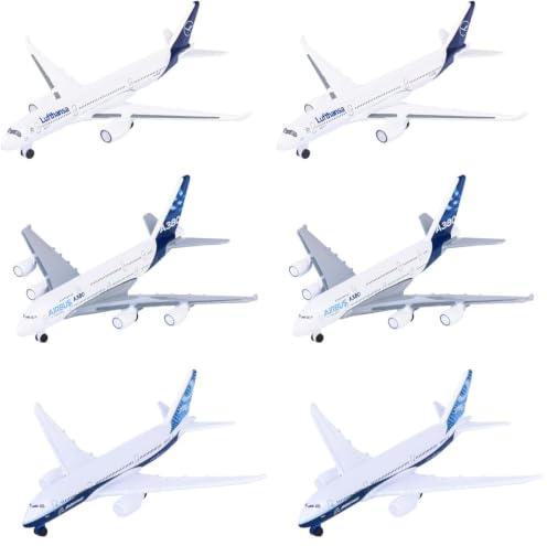 Majorette 212057980 Airplane, Flugzeug mit Original Lizenz, Emirates, Lufthansa, Airbus, Boeing, American Airlines, Spielflugzeug, 5 versch. Modelle, Lieferung: 1 Stück, zufällige Auswahl, Länge 11 cm