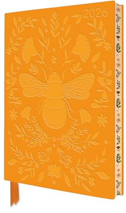 Jade Mosinski: Bee 2026 Artisan Art Vegan Leather Diary Planner - Page to View with Notes: Original Flame Tree Publishing DIN A5-Format Exquisit ... künstlerisch gestalteten Buchschnitt
