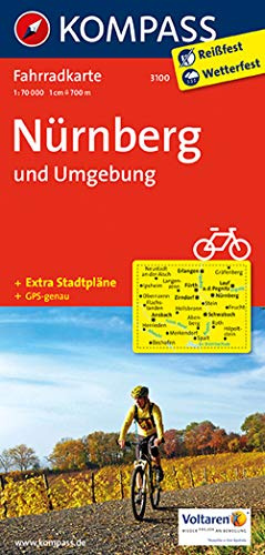 KOMPASS Fahrradkarte Nürnberg und Umgebung: Fahrradkarte. GPS-genau. 1:70000 (KOMPASS-Fahrradkarten Deutschland, Band 3100)