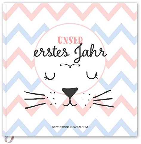 Babyalbum: Unser erstes Jahr. Babytagebuch in rosa und blau zum Ausfüllen für Mädchen & Junge. Personalisiertes Baby Erinnerungsalbum zum Eintragen für das 1. Jahr. Geschenk zur Geburt, Taufe.