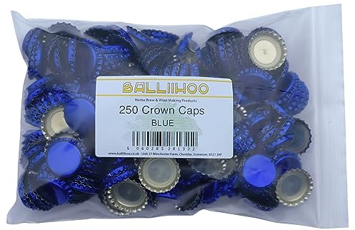 BALLIIHOO Pack of 250 Crown Bottle Caps - Blue