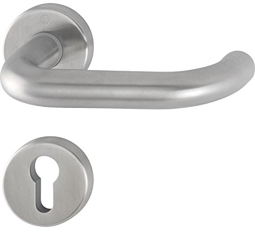 HOPPE 3286366 Drückergarnitur Paris mit Rosetten PZ (Profilzylinder), Edelstahl matt